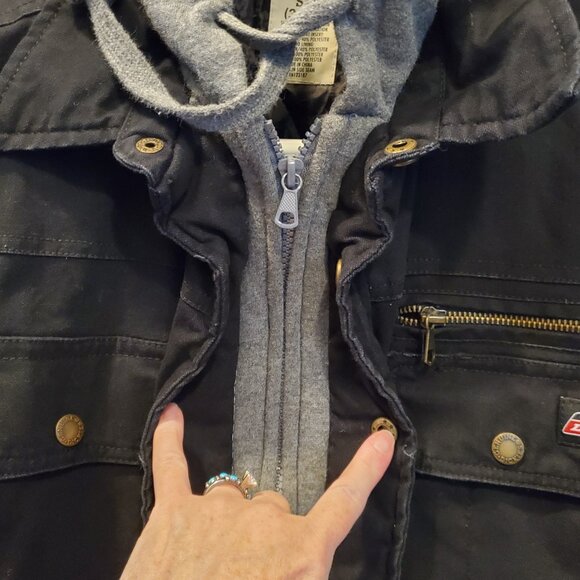 Dickies Quilted Lined Hooded Work Jacket | Black Canvas Workwear | S - Picture 3 of 7